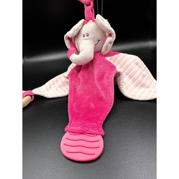 Stephan Baby Elephant Pink Plush Security Blanket Lovey Teether Rings Knot READ - Picture 16 of 16